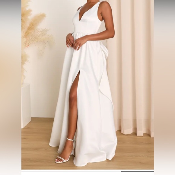 Blissfully Beloved Ivory Backless A-Line Bow Maxi Dress - Picture 2 of 10